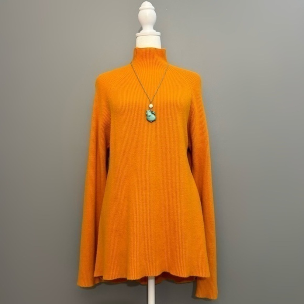 EUC Calvin Klein Golden Yellow Soft Knit Mock Neck Sweater Size L